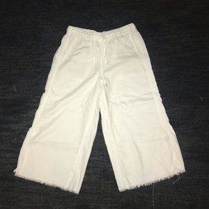 anthropologie mid-calf white pants